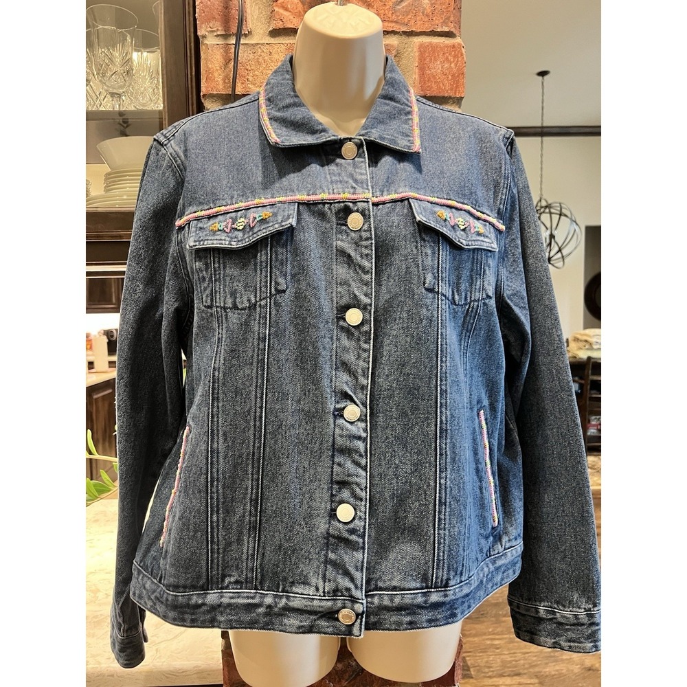 Pendleton Women's Beaded Denim Jacket, Size Petite Large